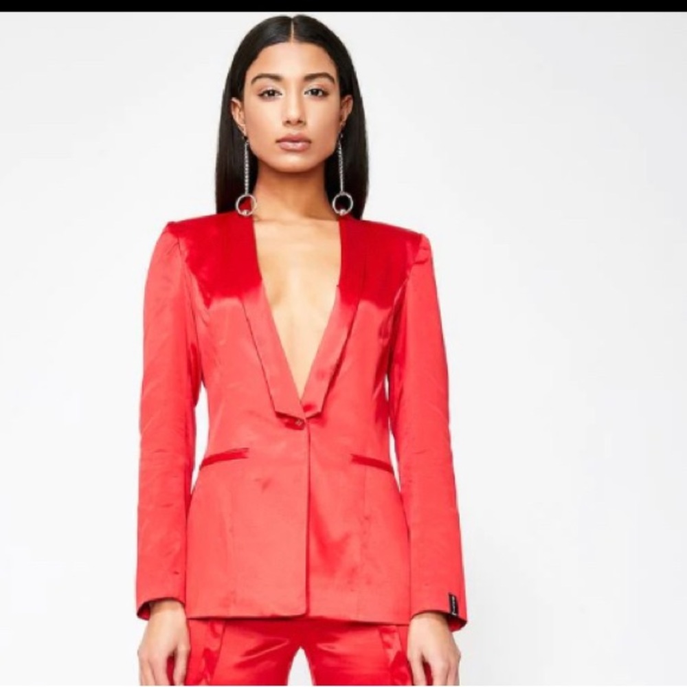 Women’s RED Satin 3piece set SHORTS BLAZER and BRALETTE SIZE XL BRAND NEW